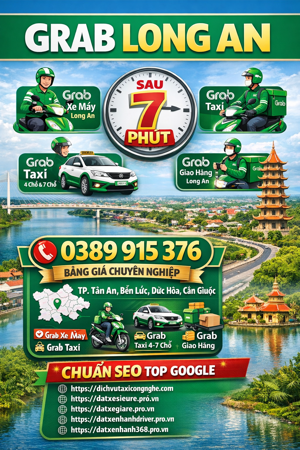 Grab Long An, Grab Xe Máy Long An,Grab Taxi, Grab Giao Hàng Sau 7 Phút ☎️ 0389915376