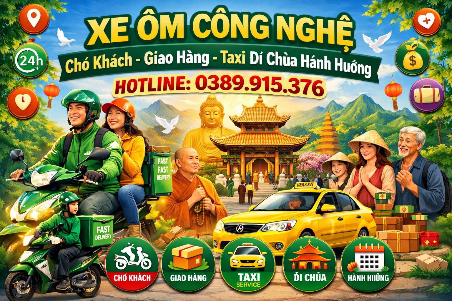 Dịch Vụ Grab Xe Máy Vĩnh Long ☎️ 0389915376