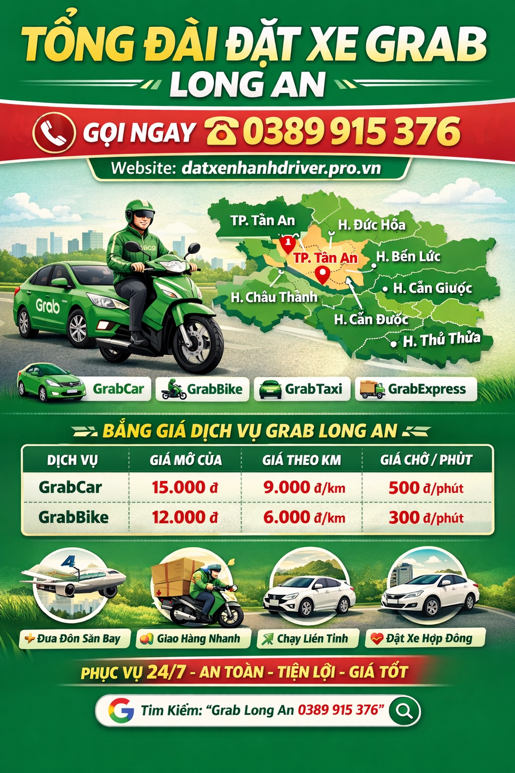 Tổng Đài Đặt Xe Grab Grab Long An – Số Điện Thoại Gọi Xe Grab ☎️ 0389915376