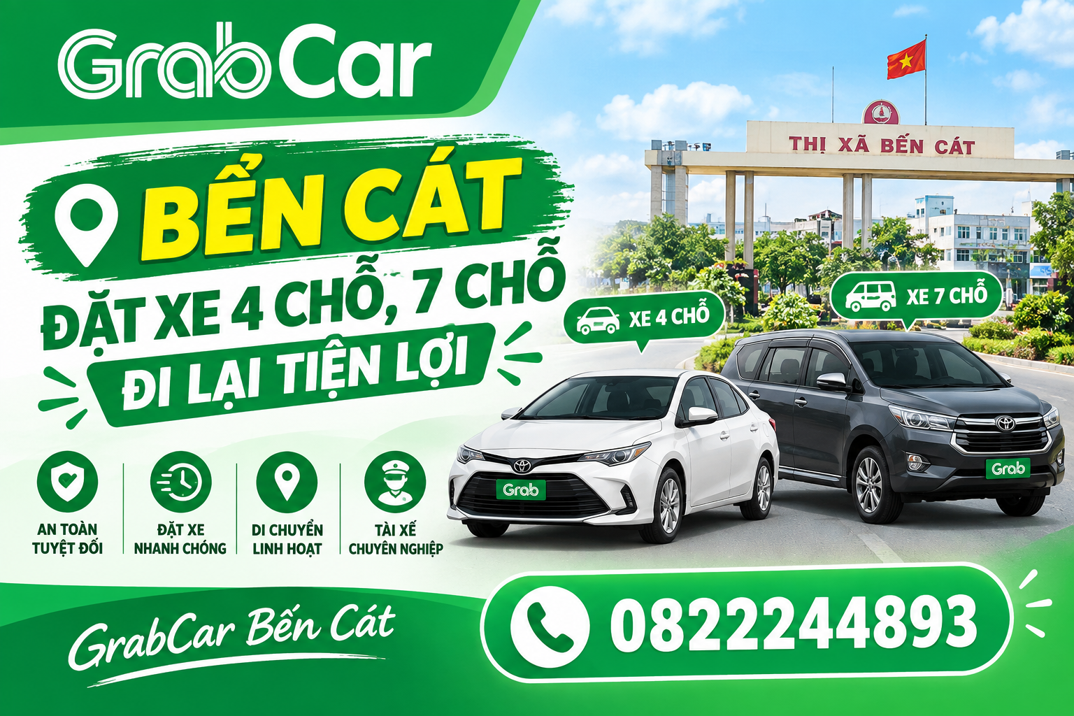 GRAB BẾN CÁT 24/24 – HỖ TRỢ ĐẶT XE MÁY, Ô TÔ VÀ GIAO HÀNG