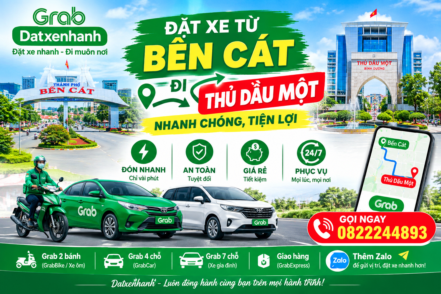 GRAB KHU CÔNG NGHIỆP MỸ PHƯỚC – ĐẶT XE ĐI LẠI NHANH TẠI BẾN CÁT